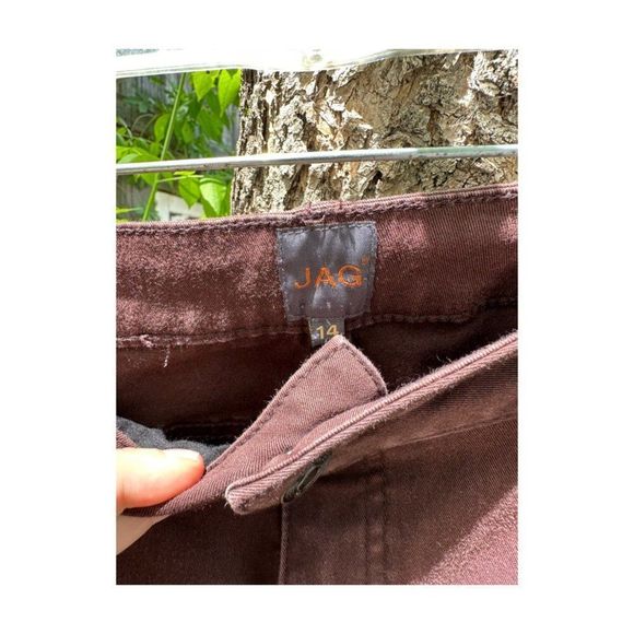 90s Jag Denim Jeans Bergundy Straight Leg High Waist Boot Cut Sz 14 - Picture 3 of 8